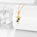 wholesale 14k Gold Cross Pendant With Paw Prints Necklace-0-2
