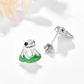 wholesale 925 Sterling Silver Frog Stud Earrings with Green Enamel for Women Hypoallergenic Animal s-0-1