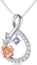 wholesale TOUPOP February Birth Flower Necklaces 925 Sterling Silver Dainty Floral Pendant Necklaces Infinity Birth Month Flower Jewelry Gifts For Women Her Birthday Anniversary -0-0