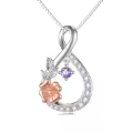 TOUPOP Sterling Silver Floral Pendant Necklace, February Birth Flower Jewelry Gift-0-0