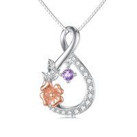 TOUPOP Sterling Silver Floral Pendant Necklace, February Birth Flower Jewelry Gift-undefined