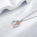 wholesale 925 Sterling Silver Heart Fairy Dance Pendant Necklace with Rose Gold Plated Elements and Cubic Zirconia Stones - I Love You Forever Message Chain s for Her-0-3
