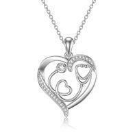 wholesale 925 Sterling Silver Heart-Shaped Pendant with Diamonds and Stethoscope Design - Perfect Gift for Nurses & Doctors-stethoscope heart b