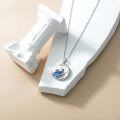 wholesale 925 Sterling Silver Blue Enamel Moon Owls Pendant Necklace for Women Girls-0-3