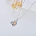 wholesale 925 Sterling Silver Axolotl Mother Daughter Heart Pendant Necklaces with Cubic Zirconia and Engraved Message I Love You Forever - Cute s for Women-0-3