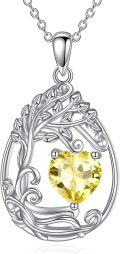 wholesale Sterling Silver Yellow Gold Plated Gemstone Tree of Life Pendant Necklace-0-160