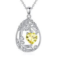 wholesale 925 Sterling Silver Heart Pendant Necklace Wholesale Gold Plated-11-Nov-Citrine