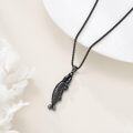 wholesale 925 Sterling Silver Black Skeleton Fish Pendant Necklace  Punk Style Jewelry for Women and Men-0-4