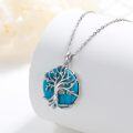 wholesale 925 Sterling Silver Turquoise Tree of Life Pendant Necklace-0-2