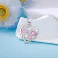 wholesale 925 Sterling Silver Pink Carnation Birth Flower Heart Pendant Necklace for Women-0-1