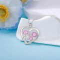 wholesale 925 Sterling Silver Heart Pendant With Pink Flowers And Cz Stones Necklace-0-1
