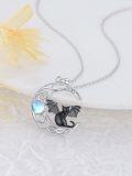 wholesale 925 Sterling Silver Moon Bat Pendant with Opal Stone and Celtic Knot Design Necklace-0-3