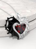 TOUPOP 925 Silver Ruby Angel Wings Pendant Necklace Gift For Women-0-4