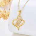 wholesale 14K Gold Mom Heart Pendant Necklace with Cubic Zirconia - Gift for Mother's Day-0-5
