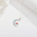 wholesale 925 Sterling Silver Moon Pendant with Red Enamel and Crystal Accents-0-2