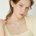 wholesale 925 Sterling Silver Angel Wings Heart Amethyst Cremation Urn Memorial Pendant Necklace-0-1