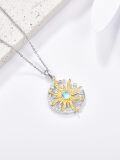 wholesale 925 Sterling Silver Blue Moonstone Gold Plated Sun & Moon Pendant Necklace for Women Celestial -0-1