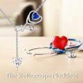 wholesale 925 Sterling Silver Heartbeat Crystal Blue Sapphire Pendant Necklace for Women-0-1