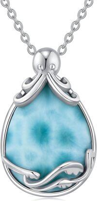 wholesale 925 Sterling Silver Larimar Octopus Ocean Wave Pendant Necklace for Women Gifts-2-Octopus