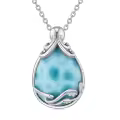 wholesale 925 Sterling Silver Larimar Octopus Ocean Wave Pendant Necklaces Wholesale for Women Gifts-0-0