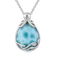 wholesale 925 Sterling Silver Larimar Octopus Ocean Wave Pendant Necklace for Women Gifts-2-Octopus