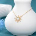 wholesale 14K Gold Opal Starburst Necklace Celtic Knot Pendant Irish s for Women-0-4