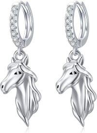 wholesale 925 Sterling Silver Hypoallergenic Dangle Horse Head Drop Earrings for Women-Horse Hoop Earrings
