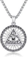 wholesale 925 Sterling Silver All Seeing Eye Necklace Protection  for Women Men-0-0