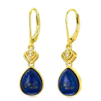 wholesale 925 Sterling Silver Teardrop Lapis Lazuli Leverback Earrings Wholesale - Bohemian Bridal  for Her-Lapis Lazuli A