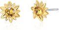 wholesale Hypoallergenic Gold Plated S925 Sterling Silver & Austria Crystal Sunflower Earrings, Lead & Nickel Free, 0.38x0.35, Gift Box-0-0