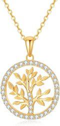 wholesale 14K Gold CZ Tree of Life Pendant Necklace for Women - 18 Inches Chain Length-0-0