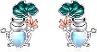 wholesale 925 Sterling Silver Blue Opal Heart Frog Stud Earrings for Women -Frog