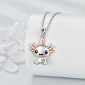 wholesale 925 Sterling Silver Axolotl Pendant Necklace Cute Animal Jewelry for Ladies/Girls/Daughter's Gift-0-3
