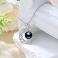 wholesale 925 Sterling Silver Black Pearl Crescent Moon Celtic Knot Pendant Necklace with 18+2 Chain - Valentines Day & Mothers Day Gifts for Her-0-1