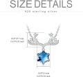 wholesale 925 Sterling Silver 925 Blue Crystal Snowflake Deer Antler Pendant Necklace for Women and Girls-0-1