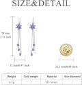 wholesale 925 Sterling Silver Cubic Zirconia Drop Earrings w/ Purple Flowers & Butterflies-0-1