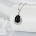 wholesale Sterling Silver Moonstone Cubic Zirconia Teardrop Pendant Necklace-0-51