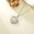 wholesale 925 Sterling Silver Heart-Shaped Pink Crystal Unicorn Pendant Necklaces for Women's Gifts-0-4