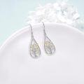 wholesale 925 Sterling Silver Flower Design Teardrop Dangle Earrings for Women Girls -0-2