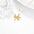 wholesale 14K Gold Filigree Dragonfly Pendant Necklace for Women - Animal Lovers' for Anniversaries & Birthdays-0-3