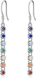 wholesale 925 Sterling Silver Rainbow Crystal Drop Earrings for Women - Yoga & Meditation Accessories-0-0