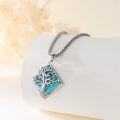 wholesale 925 Sterling Silver Square Turquoise Tree of Life Pendant Necklace for Women-0-2