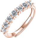 wholesale 18K Gold Vermeil 7 Stone Moissanite Adjustable Open Eternity Wedding Band-0-0
