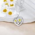 wholesale 925 Sterling Silver Daisy Floral Heart Pendant Necklace for Women-0-1