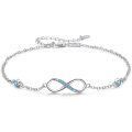 wholesale 925 Sterling Silver Blue Crystal Infinity Adjustable Ankle Anklet for Women-0-0