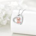 wholesale  Rhodium-Plated Sterling Silver Yorkshire Terrier Heart Pendant with Cubic Zirconia Necklace for Women-0-5