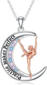 wholesale 925 Sterling Silver Rainbow Crystal Ballerina Moon Necklace-Gymnastic