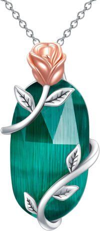 wholesale Sterling Silver Gemstone Dainty Pendant Necklace for Women Mom Gift-Rose-Emerald-May