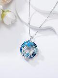 wholesale 925 Sterling Silver Blue Opal Sea Turtles Pendant Necklace for Women-0-5