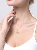 wholesale 925 Sterling Silver Citrine & Cubic Zirconia November Birthstone Necklace-0-3